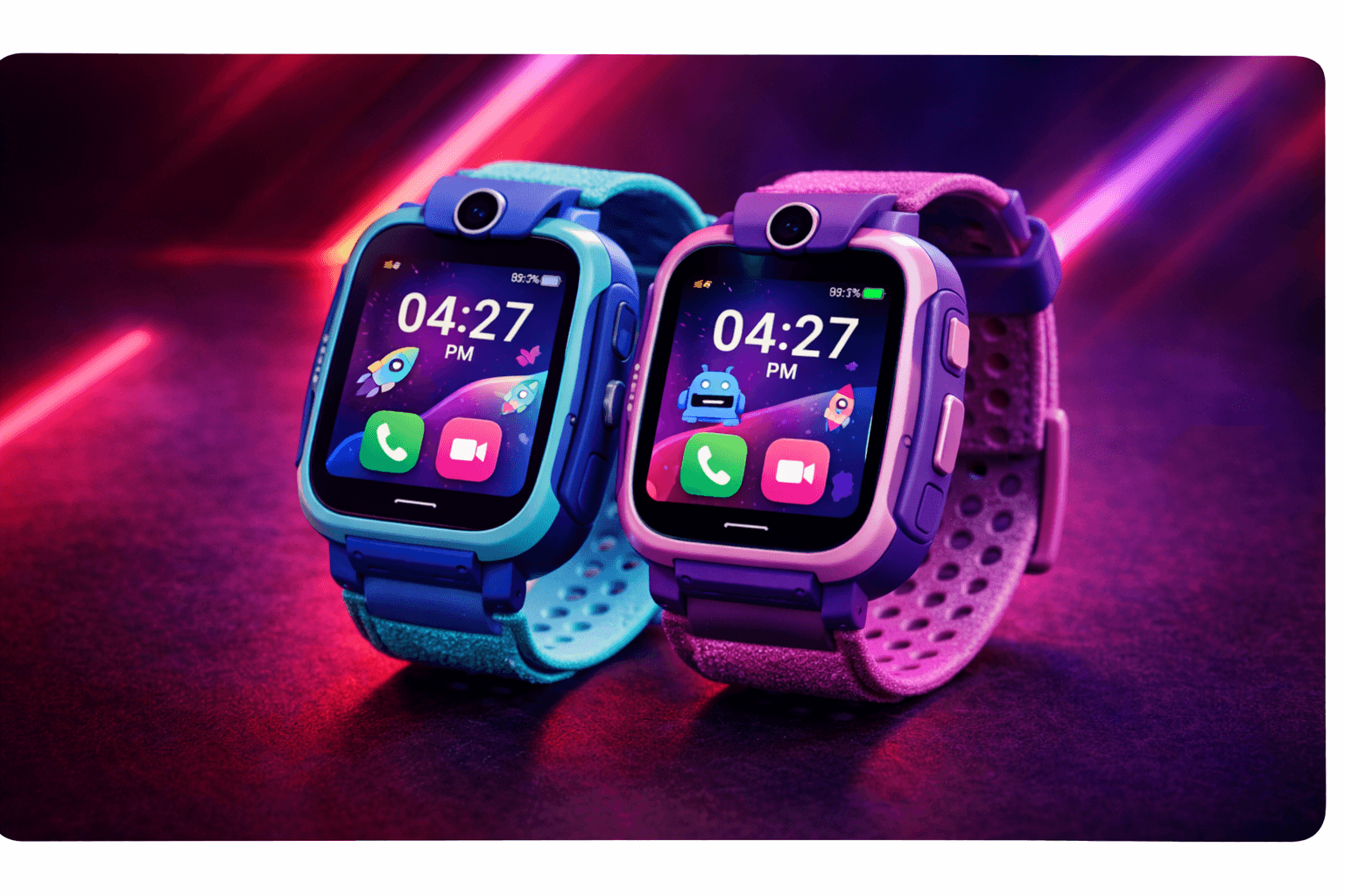A selection of children's smartwatches with water protection, basic features, and calling capabilities. Watches you can trust.