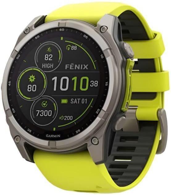 Смарт-годинники Garmin Fenix 8 51mm Solar Sapphire Titanium w. Amp Yellow/Graphite Silicone Band (010-02907-20/21) фото 1