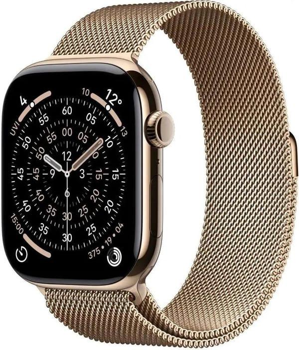 Смарт-годинники Apple Watch Series 11 GPS + Cellular 46mm Gold Tit. Case w. Gold Milanese Loop - M/L (MFD84) фото 1