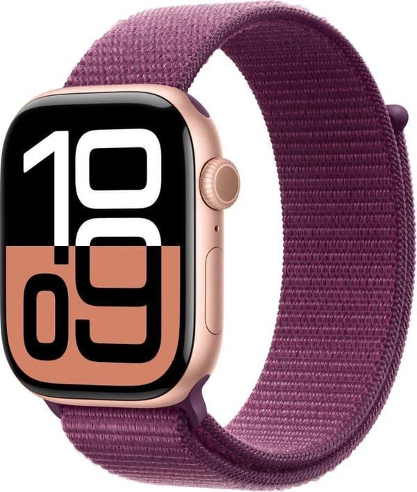 Розумний годинник Apple Watch Series 10 GPS 46mm Rose Gold Aluminum Case w. Plum Sport Loop (MWWV3) фото 1